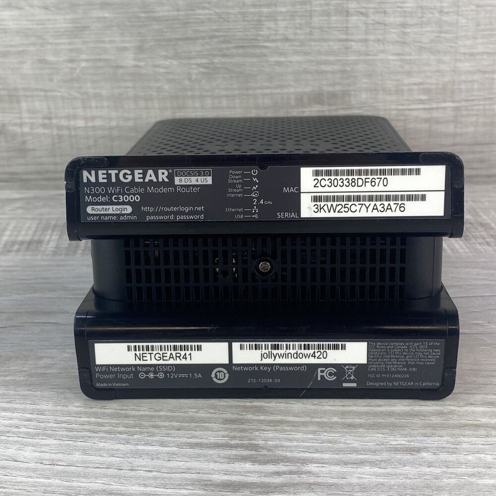 NETGEAR N300 Wi-Fi DOCSIS 3.0 Cable Modem Router (C3000) - Picture 6 of 6